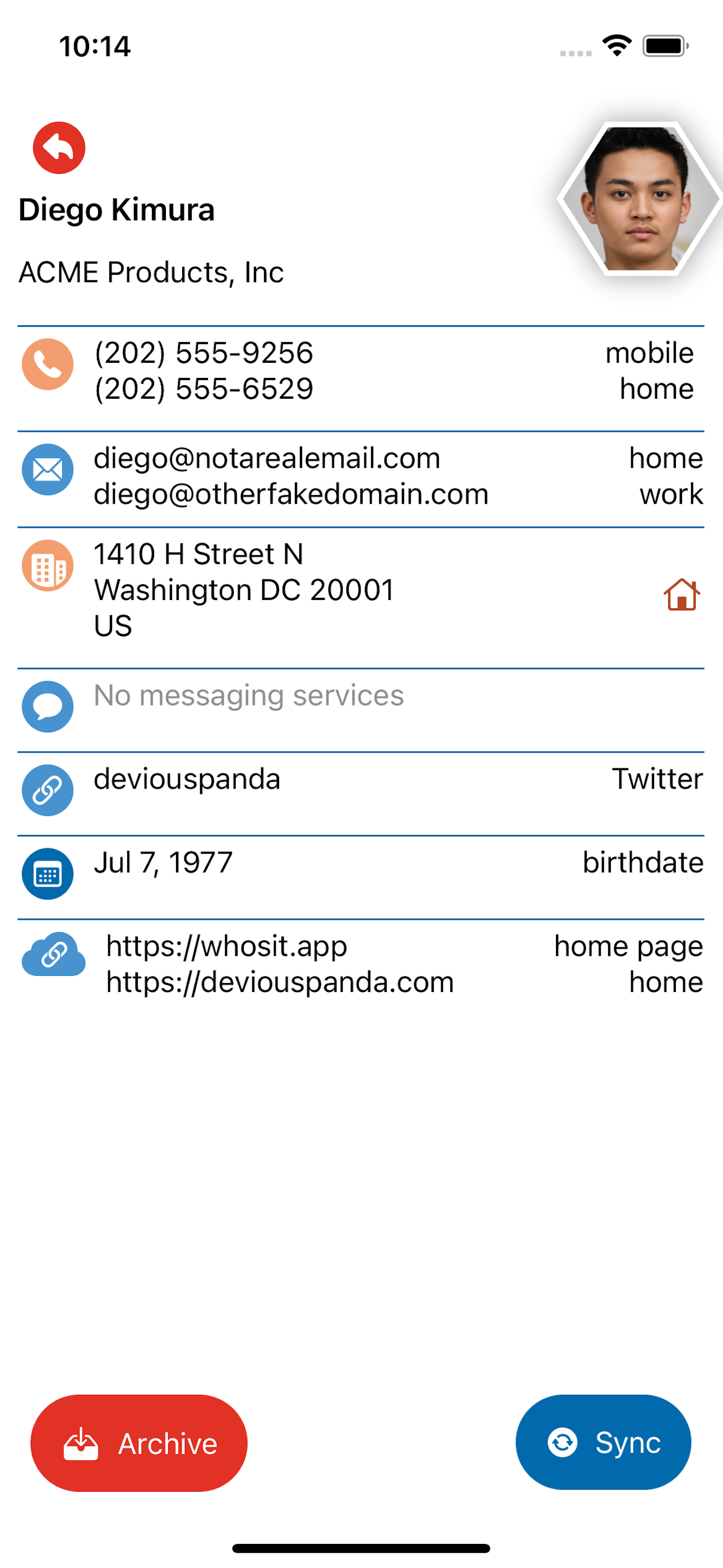 Whosit Contact Screenshot